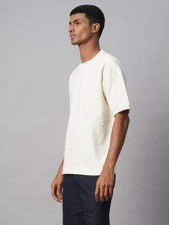 Men's 100% Cotton Regular Fit Round Neck Tshirt Natural