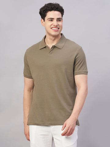 Men's Brown 100% Cotton Regular Fit Tshirt