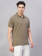 Men's Brown 100% Cotton Regular Fit Tshirt