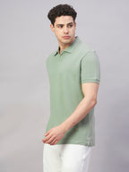 Men's Green 100% Cotton Regular Fit Tshirt