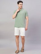 Men's Green 100% Cotton Regular Fit Tshirt