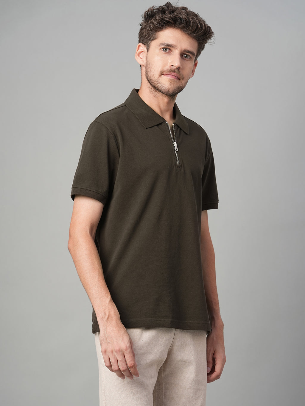 Men's Brown 100% Cotton Regular Fit Tshirt
