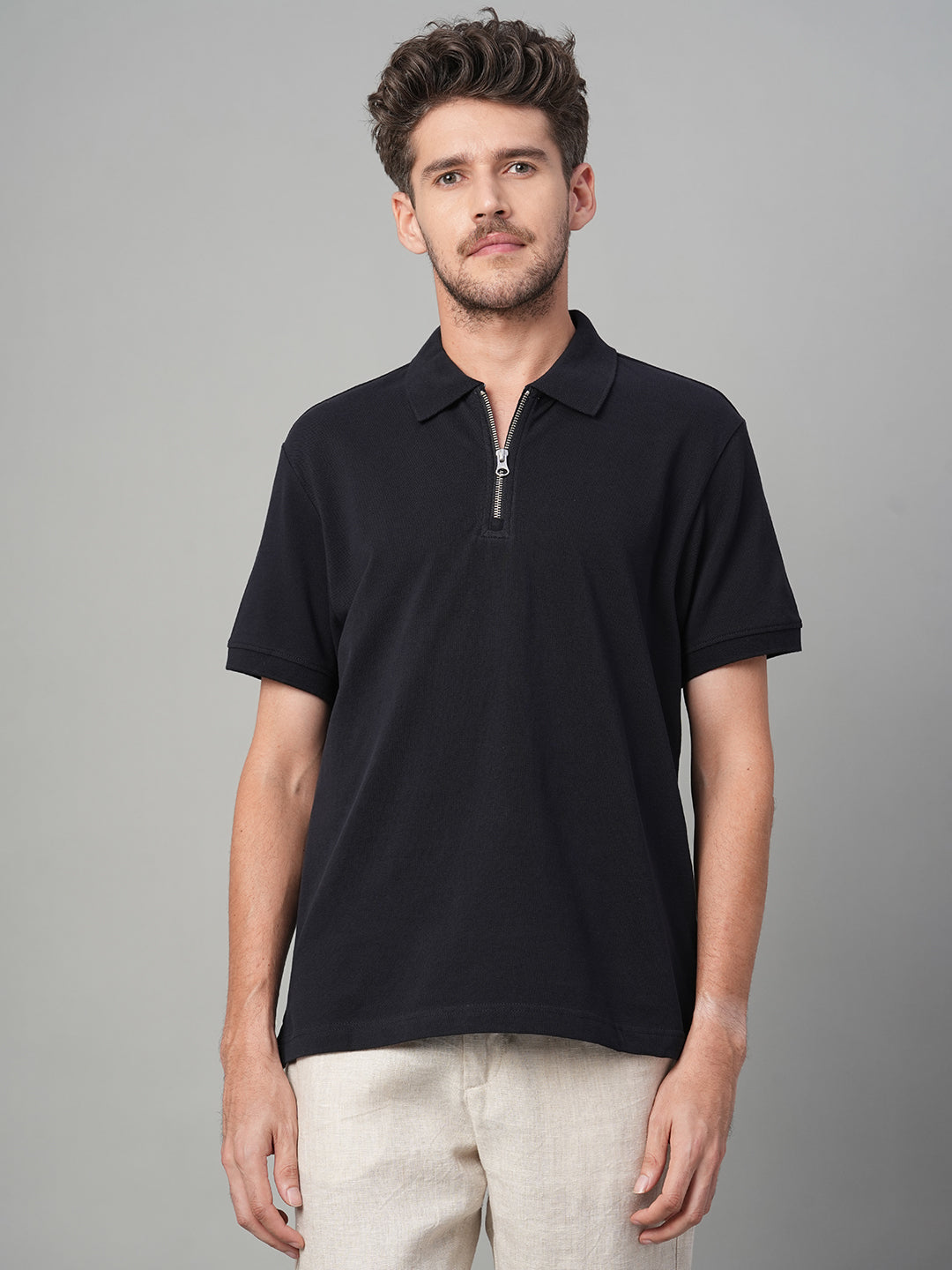 Men's Navy 100% Cotton Regular Fit Tshirt
