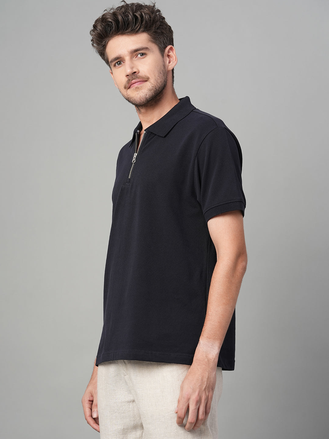 Men's Navy 100% Cotton Regular Fit Tshirt