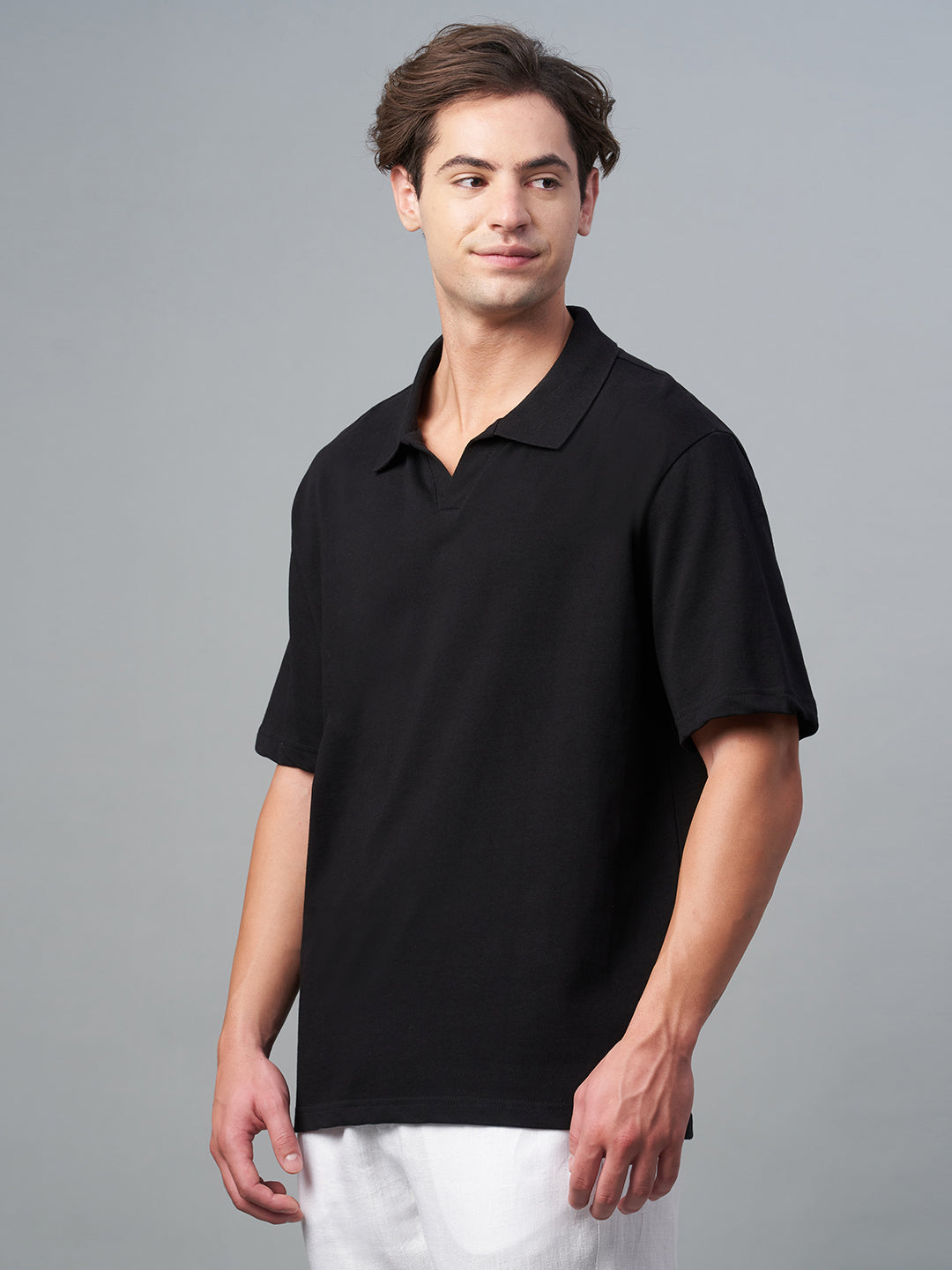 Men's Black 100% Cotton Relax Fit Tshirt