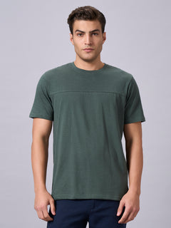 Men’s Organic Cotton Regular Fit Round Neck Solid T-Shirt Green