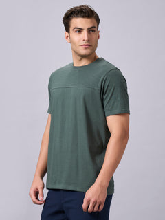 Men’s Organic Cotton Regular Fit Round Neck Solid T-Shirt Green