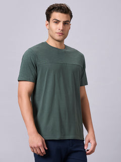 Men’s Organic Cotton Regular Fit Round Neck Solid T-Shirt Green