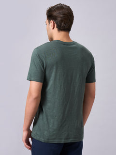 Men’s Organic Cotton Regular Fit Round Neck Solid T-Shirt Green