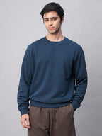 Men's Blue Organic Cotton Regular Fit Sweatshirt