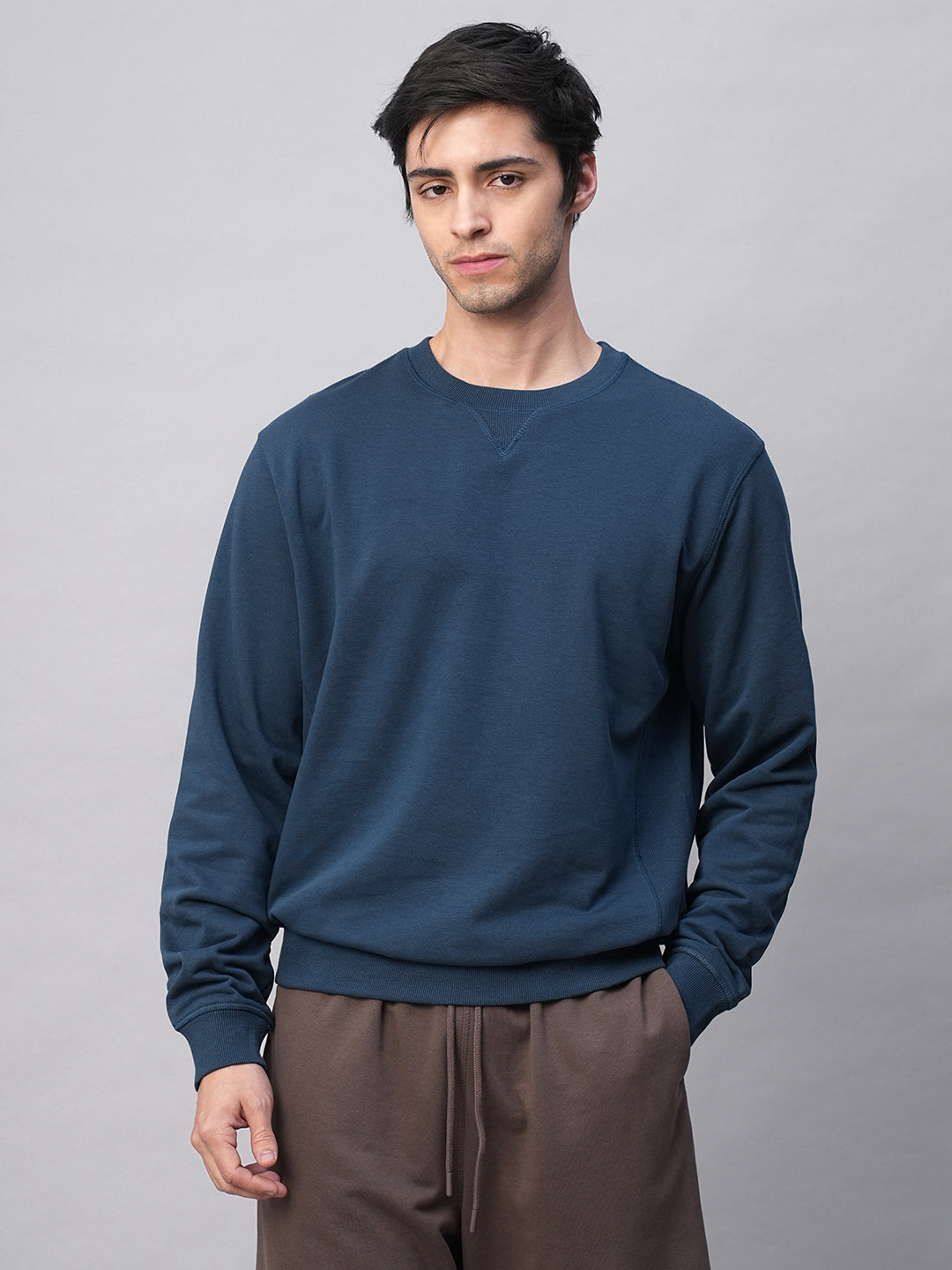 Men's Blue Organic Cotton Regular Fit Sweatshirt