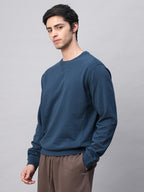 Men's Blue Organic Cotton Regular Fit Sweatshirt