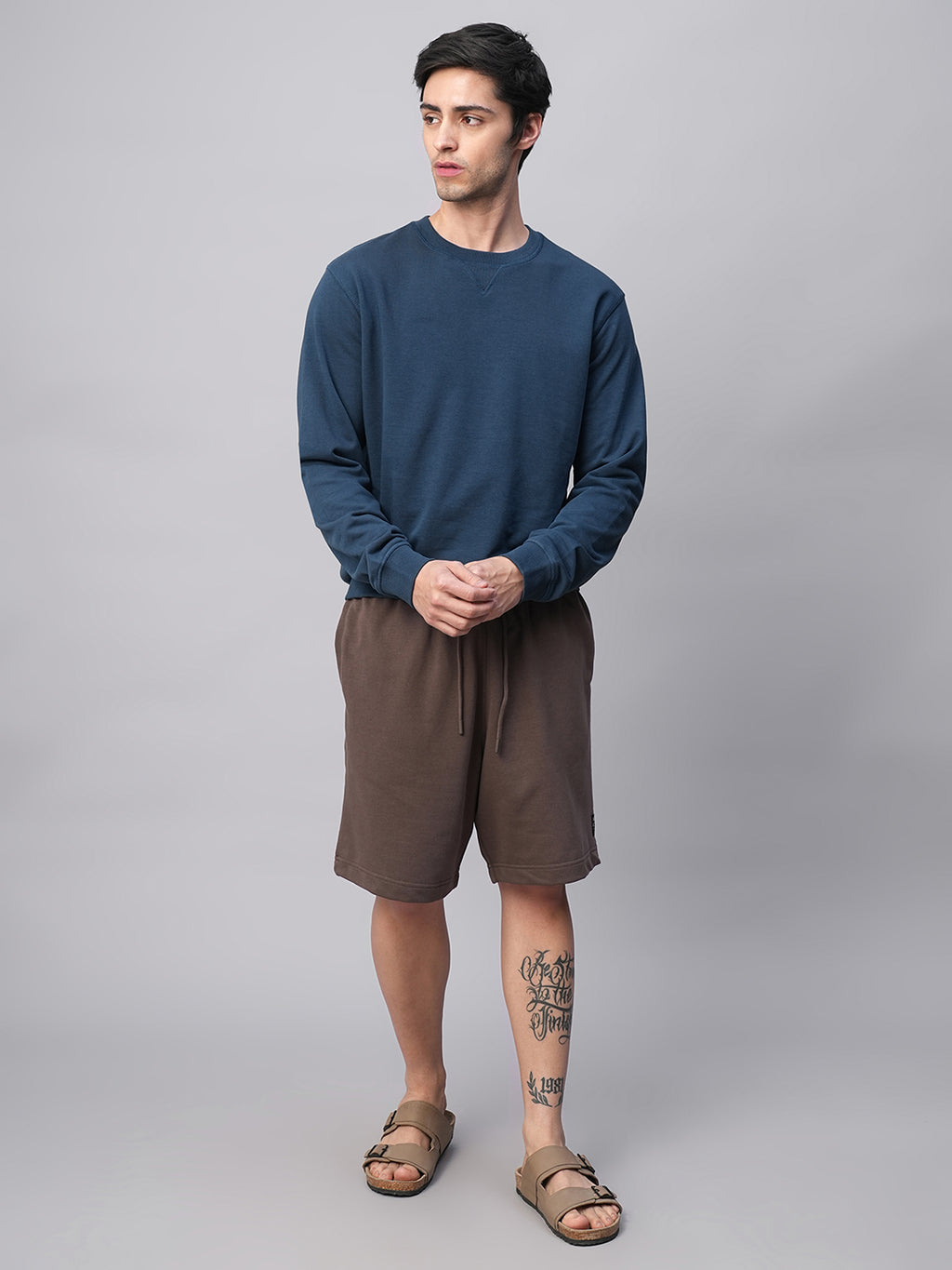 Men's Blue Organic Cotton Regular Fit Sweatshirt