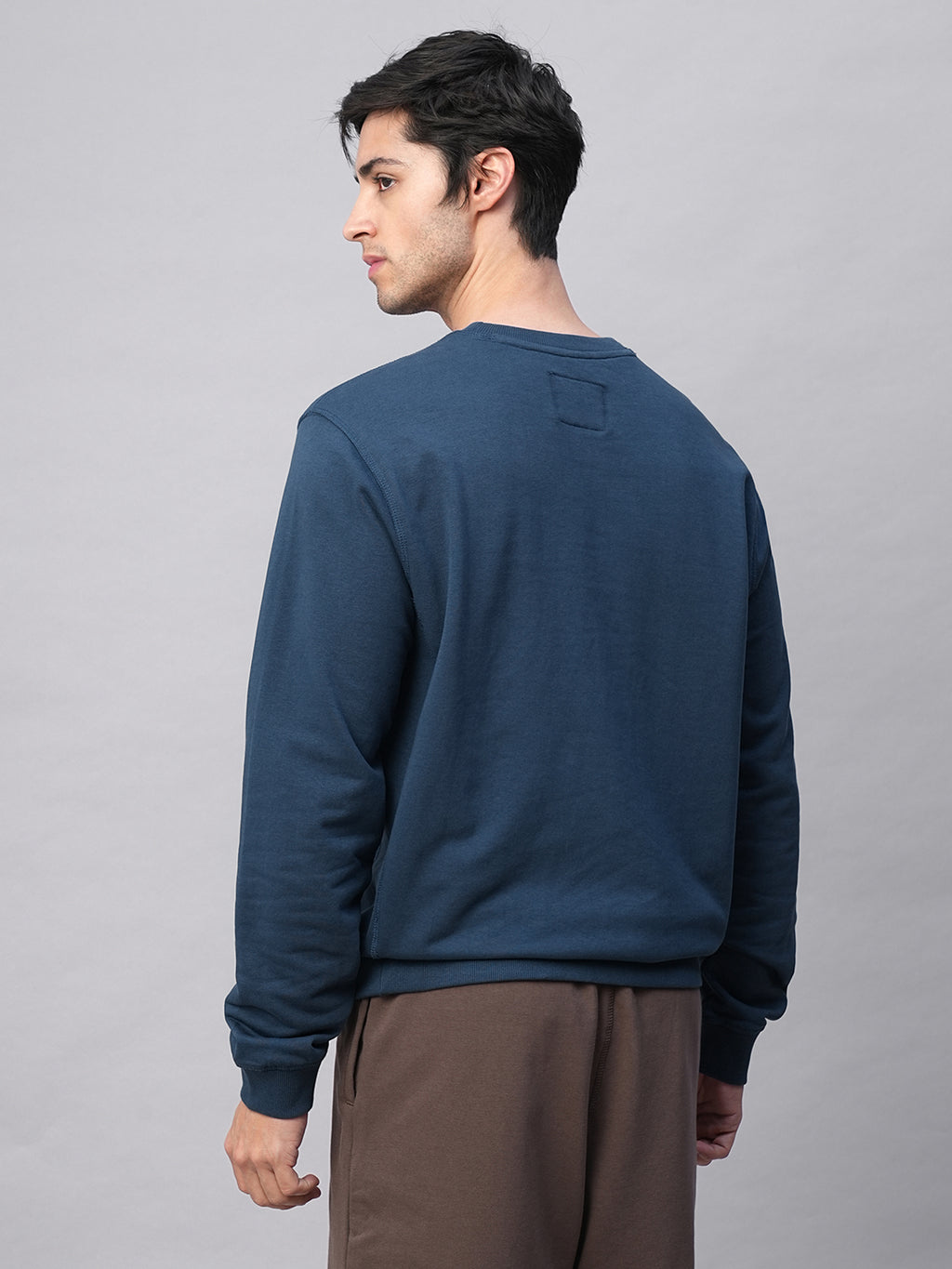 Men's Blue Organic Cotton Regular Fit Sweatshirt