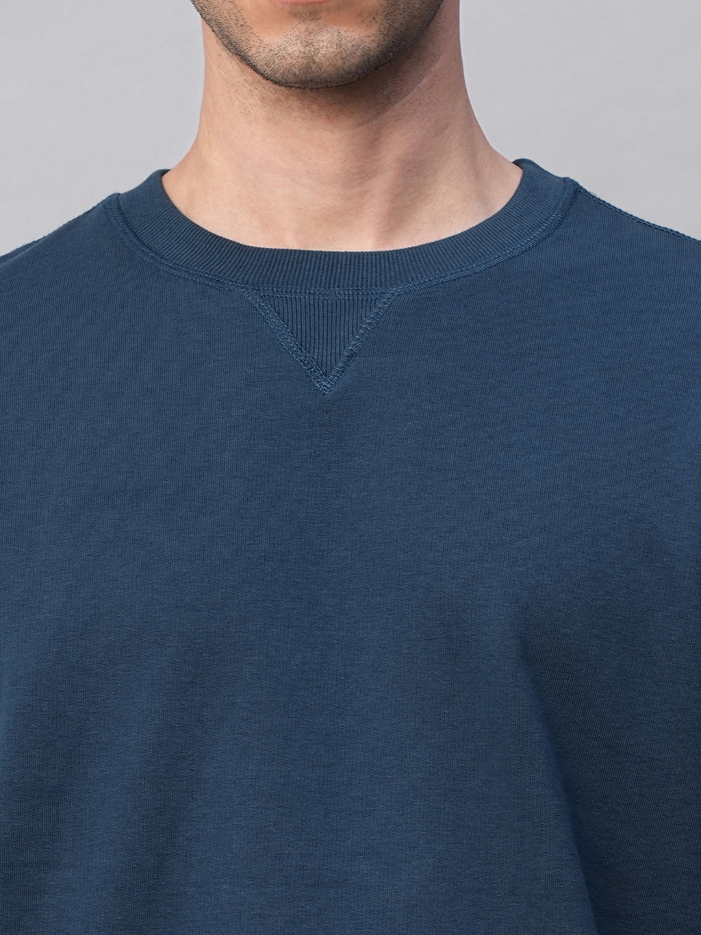 Men's Blue Organic Cotton Regular Fit Sweatshirt