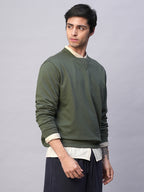 Men's Olive Organic Cotton Regular Fit Sweatshirt