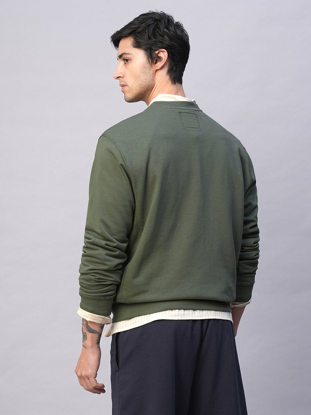 Men's Olive Organic Cotton Regular Fit Sweatshirt
