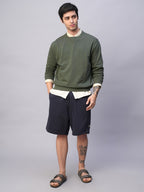 Men's Olive Organic Cotton Regular Fit Sweatshirt