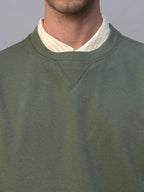 Men's Olive Organic Cotton Regular Fit Sweatshirt