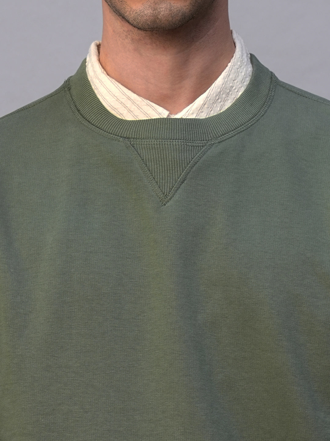 Men's Olive Organic Cotton Regular Fit Sweatshirt