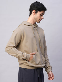 Men's Organic Cotton Regular Fit Hoodie Sweatshirt Khaki