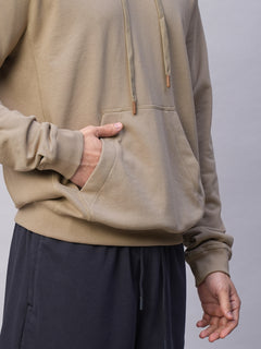 Men's Organic Cotton Regular Fit Hoodie Sweatshirt Khaki