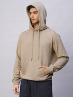 Men's Khaki Organic Cotton Regular Fit Hoodie Sweatshirt