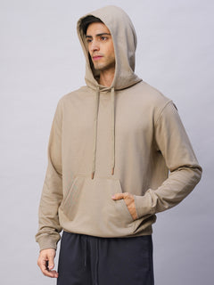 Men's Organic Cotton Regular Fit Hoodie Sweatshirt Khaki