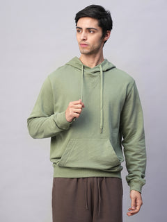 Men's Green Organic Cotton Regular Fit Hoodie Sweatshirt Light
