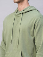 Men's Light Green Organic Cotton Regular Fit Hoodie Sweatshirt