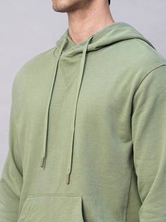 Men's Green Organic Cotton Regular Fit Hoodie Sweatshirt Light
