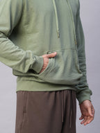 Men's Light Green Organic Cotton Regular Fit Hoodie Sweatshirt