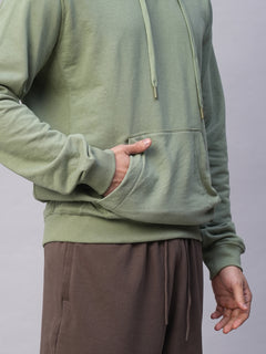 Men's Green Organic Cotton Regular Fit Hoodie Sweatshirt Light
