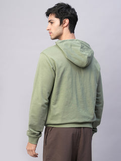 Men's Green Organic Cotton Regular Fit Hoodie Sweatshirt Light