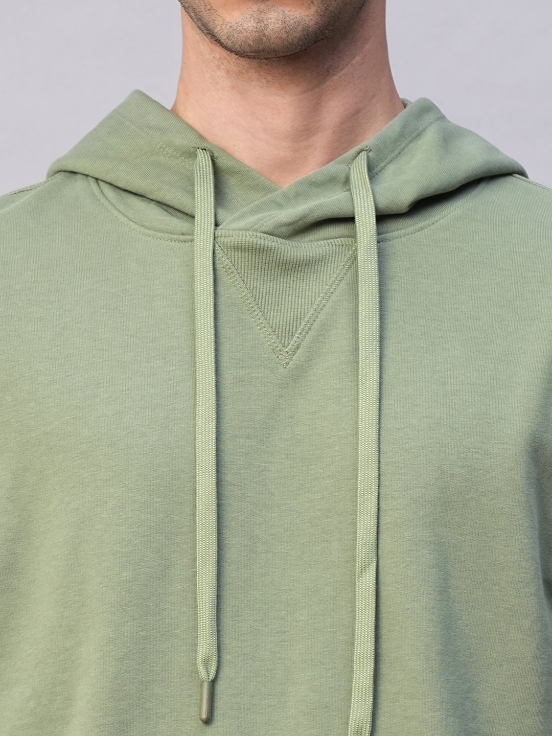 Men's Light Green Organic Cotton Regular Fit Hoodie Sweatshirt