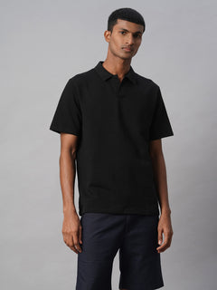 Men’s Cotton Elastane Regular Fit Polo T-Shirt Black