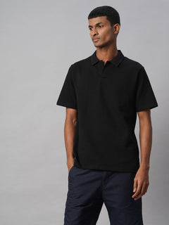 Men’s Cotton Elastane Regular Fit Polo T-Shirt Black