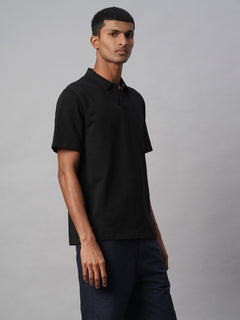 Men’s Cotton Elastane Regular Fit Polo T-Shirt Black