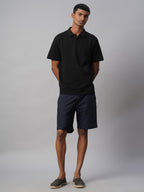Men's Black Cotton Elastane Regular Fit Tshirt