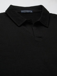 Men’s Cotton Elastane Regular Fit Polo T-Shirt Black