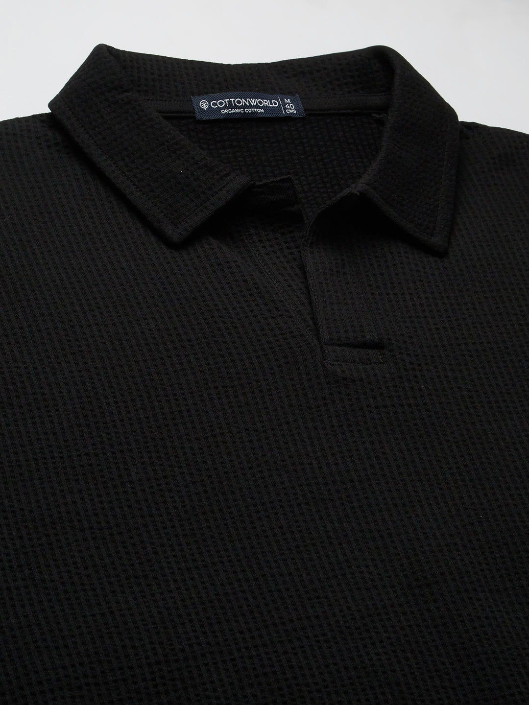 Men's Black Cotton Elastane Regular Fit Tshirt