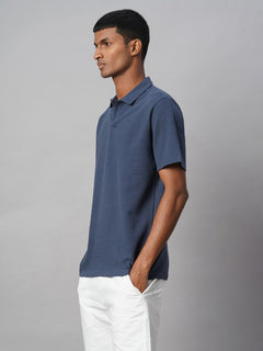 Men’s Cotton Elastane Regular Fit Polo T-Shirt Blue