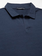Men's Blue Cotton Elastane Regular Fit Tshirt