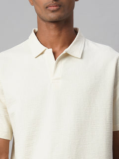 Men’s Cotton Elastane Regular Fit Polo T-Shirt Natural