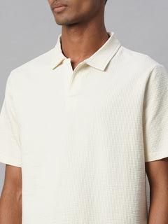 Men’s Cotton Elastane Regular Fit Polo T-Shirt Natural