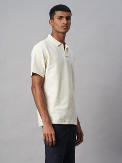 Men’s Cotton Elastane Regular Fit Polo T-Shirt Natural