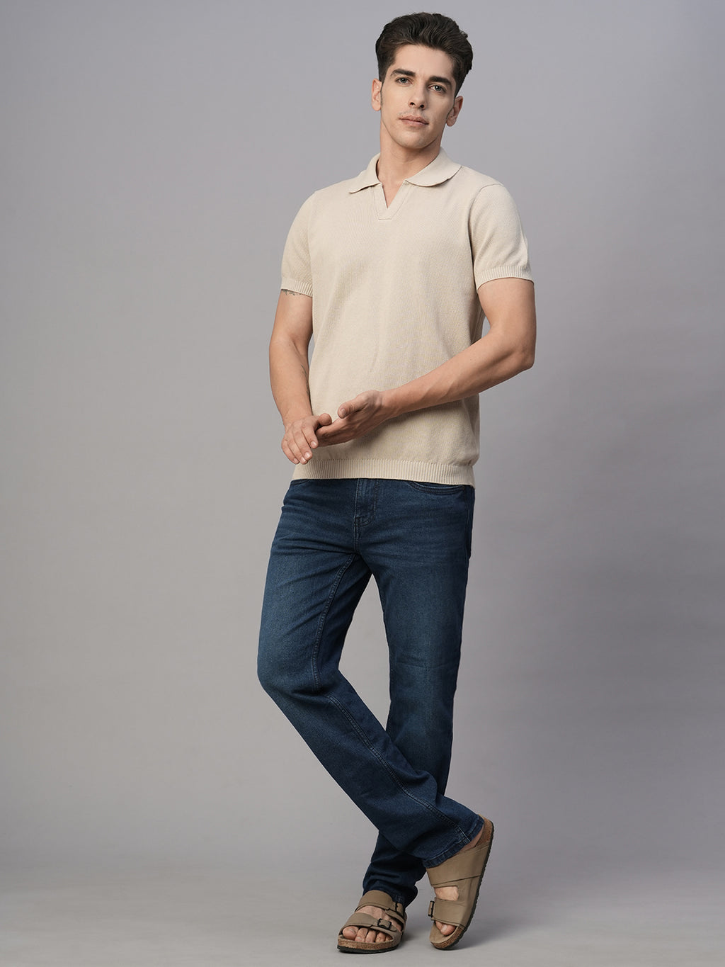 Men's Cotton Regular Fit Tshirt Beige