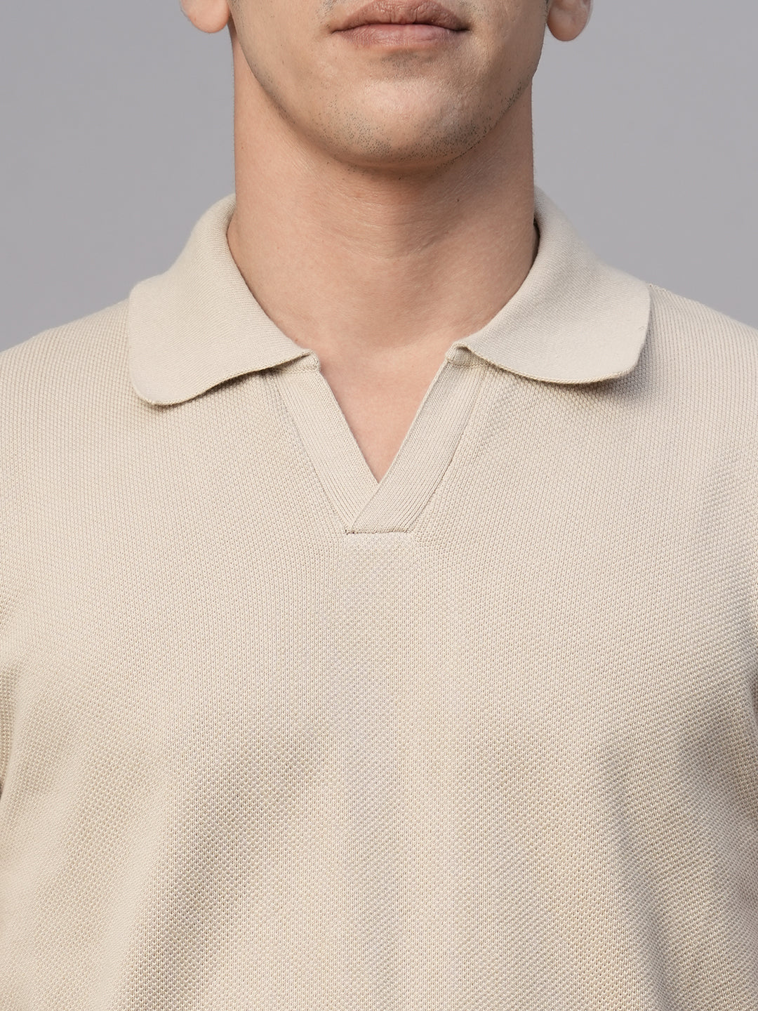 Men's Beige Cotton Regular Fit Tshirt