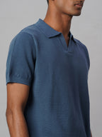 Men's 100% Cotton Regular Fit Polo T Shirt Blue