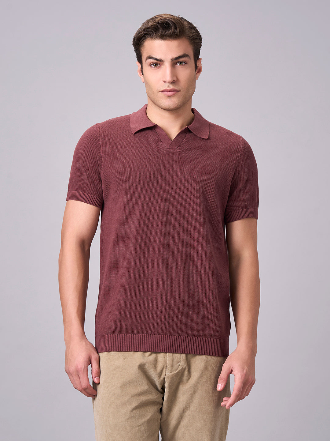 Men's Dark Brown 100% Cotton Regular Fit Tshirt